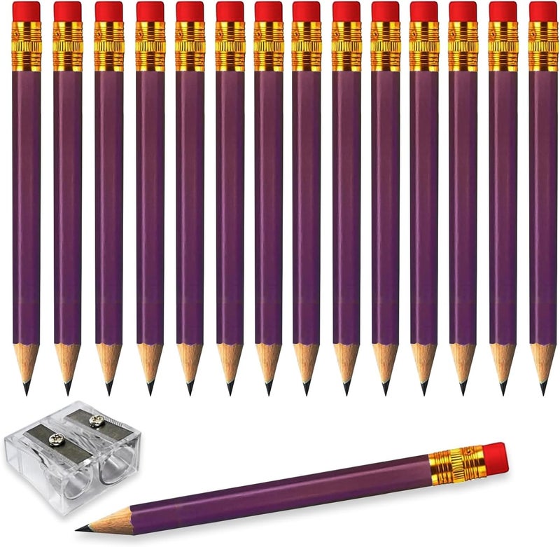 Adhere 25pcs Golf Pencils with eraser Hexagon Wooden Pencils Graphite 2B for Golf Event Scoring,Classroom,Wedding,Company Meetings,Pew, Pocket(Purple) - Image 1